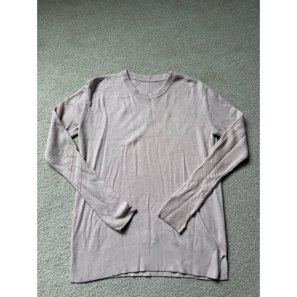 Lululemon Sweater Women Size M Pink Long Sleeve Thumbholes Mesh Back Ribbed